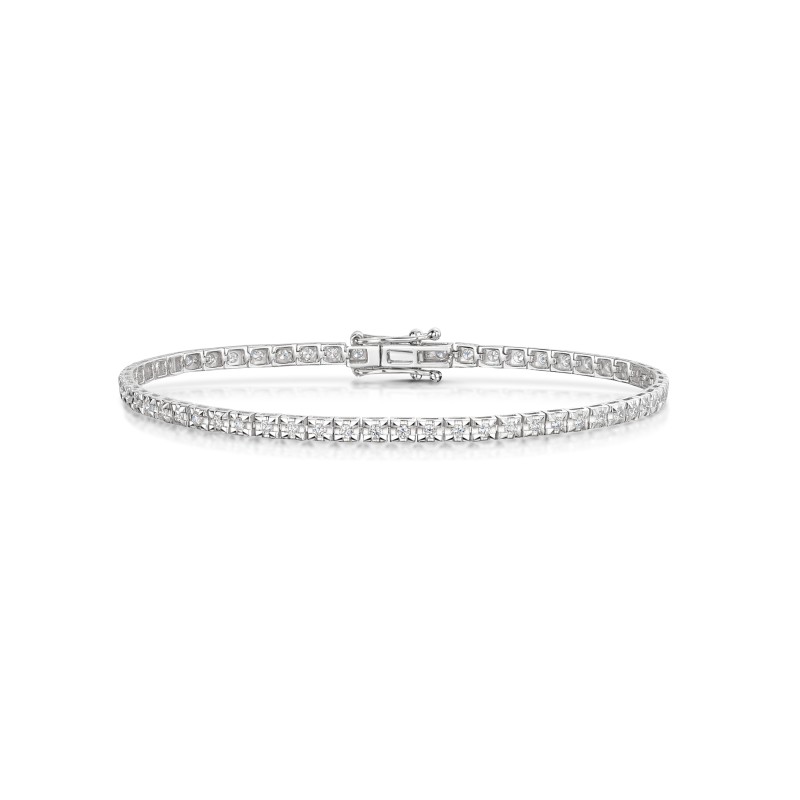 9ct White Gold 0.93ct Illusion Diamond Tennis Bracelet