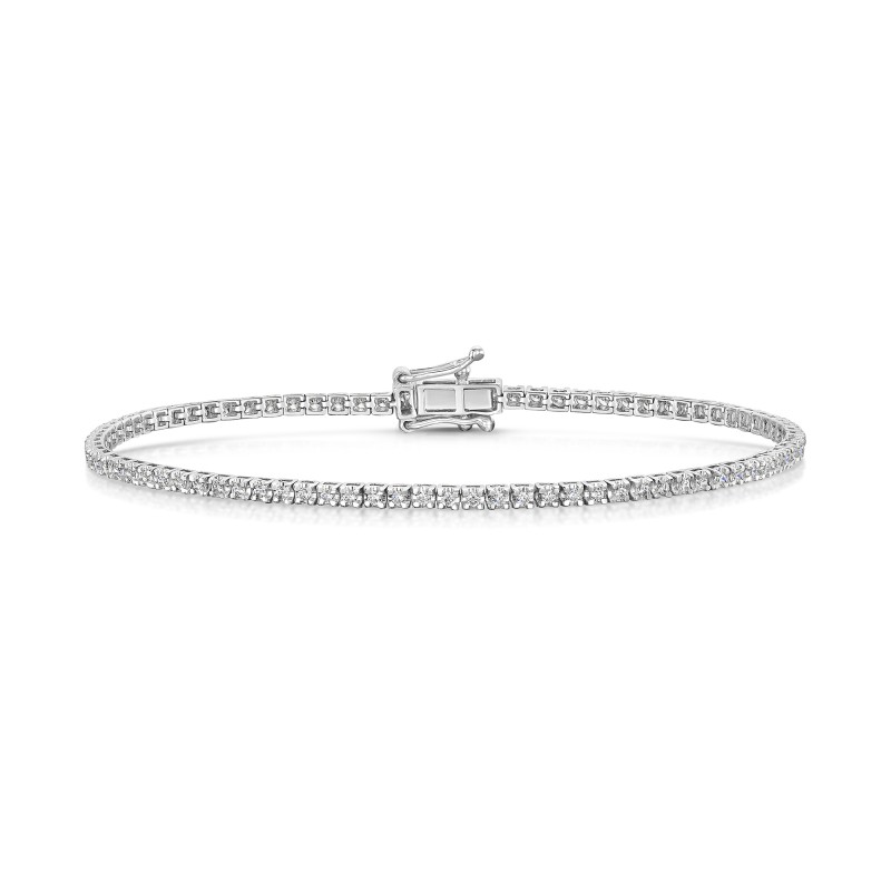 9ct White Gold Round Brilliant 0.50ct Diamond Claw Set Tennis Bracelet