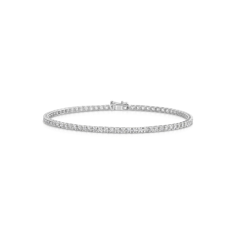 9ct White Gold Round Brilliant 1.00ct Diamond Claw Set Tennis Bracelet