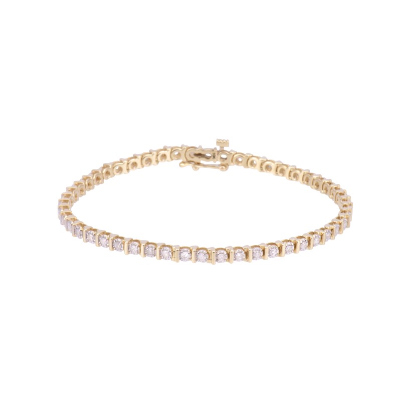 9ct Yellow Gold 1.00ct Round Brilliant Cut Diamond Bracelet