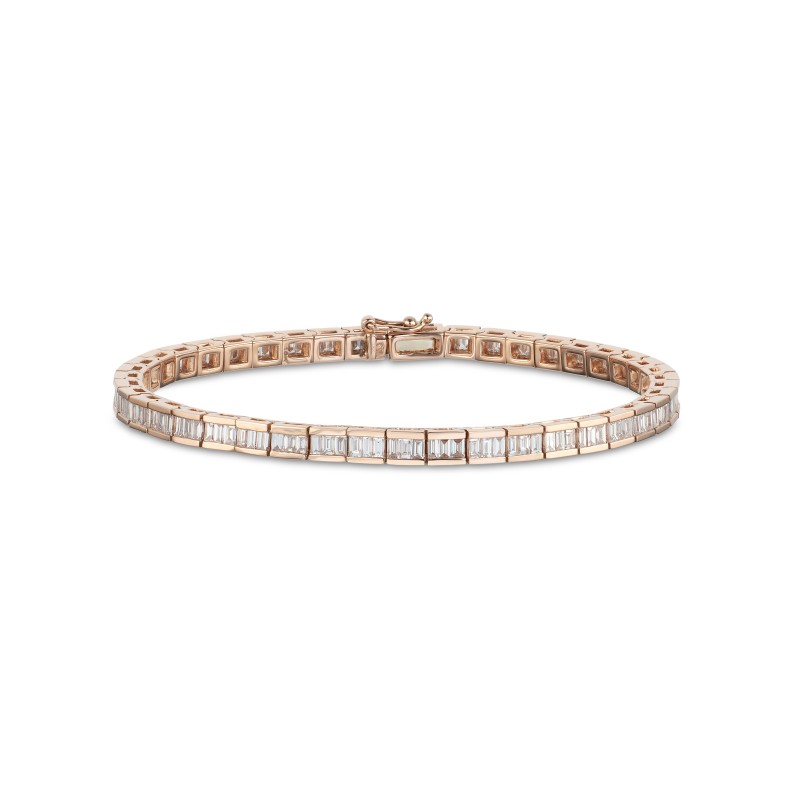 18ct Rose Gold Baguette Cut 3.00ct Diamond Bracelet