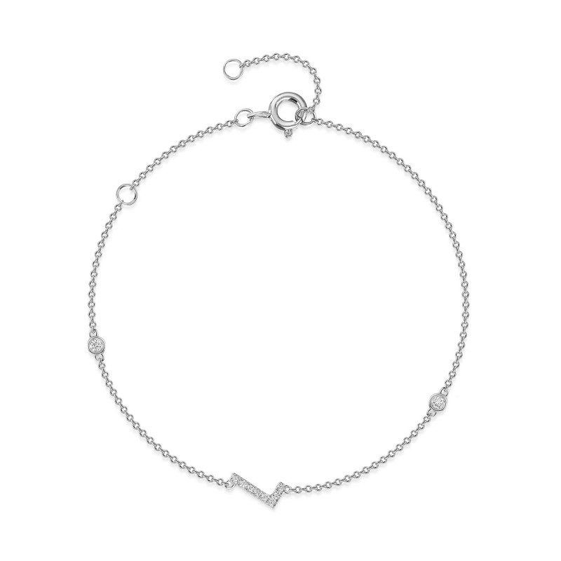 9ct White Gold Round Brilliant 0.09ct Diamond Initial L Bracelet