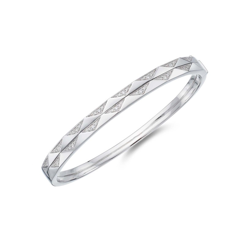 18ct White Gold Round Brilliant 0.35ct Diamond Geometric Bangle