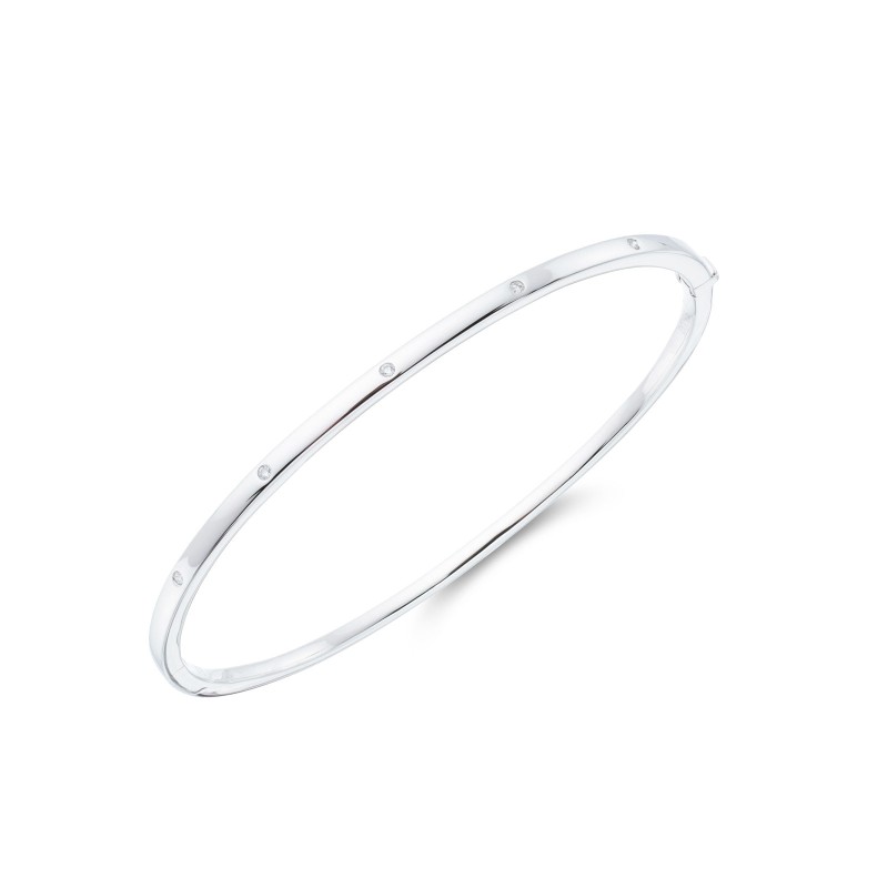 9ct White Gold Brilliant Cut 0.05ct Diamond Bangle
