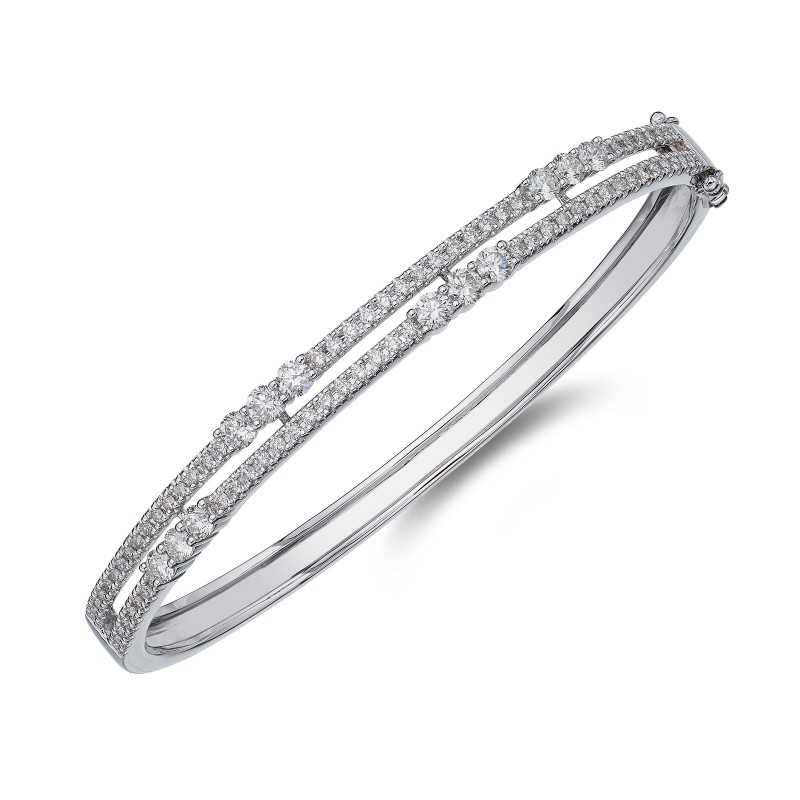 9ct White Gold Brilliant Cut Diamond 1.94ct Bangle 1