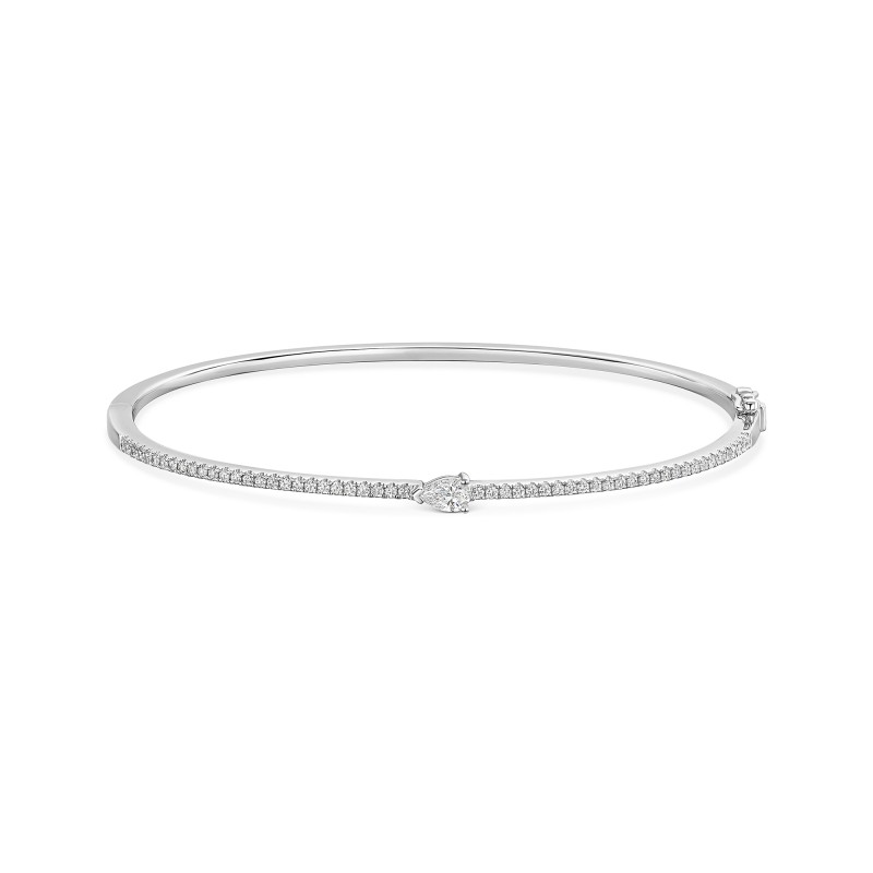 9ct White Gold 0.50ct Diamond Pear Bangle