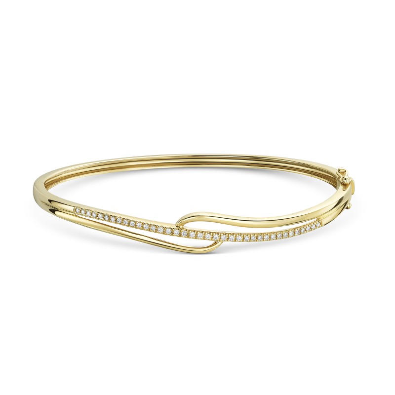 9ct Yellow Gold 0.19ct Diamond Twist Bangle