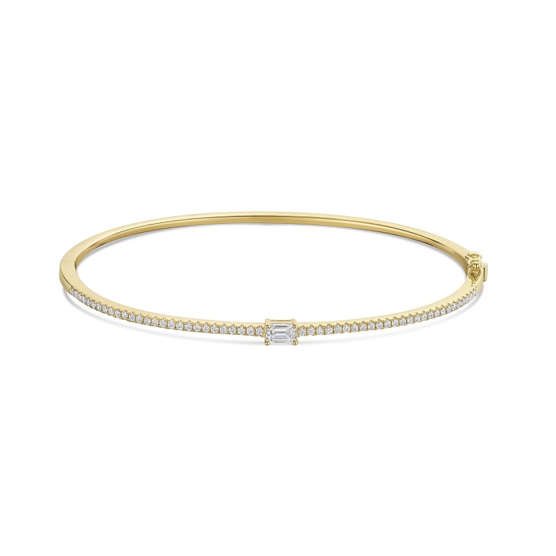 9ct Yellow Gold Emerald Cut 0.60ct Diamond Bangle
