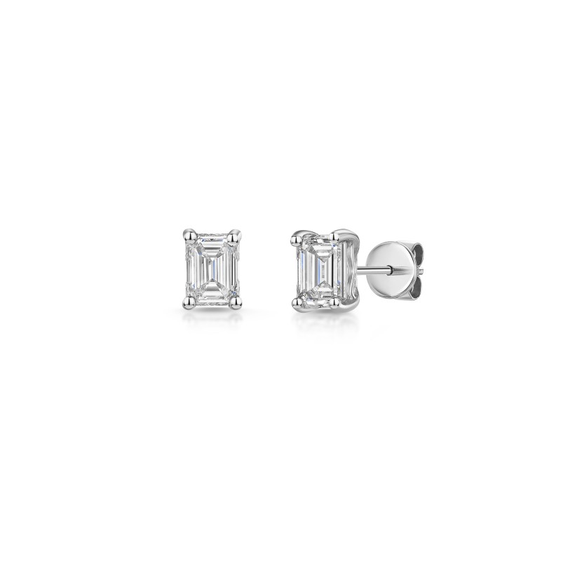18ct White Gold 1.50ct Emerald Cut Diamond Earrings