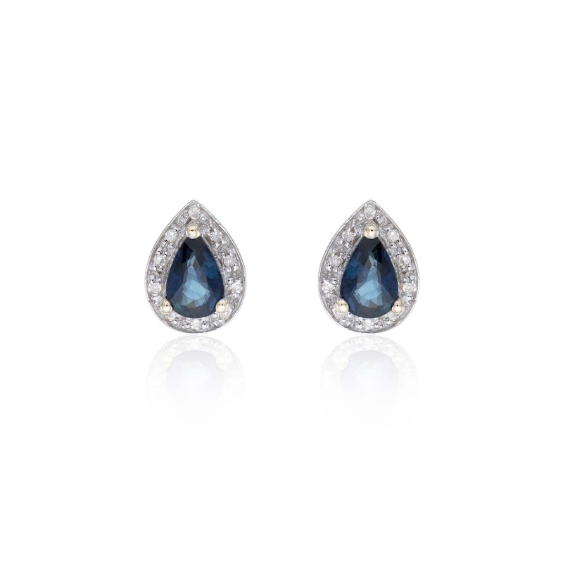 9ct Yellow Gold 0.07ct Diamond and Sapphire Halo Earrings