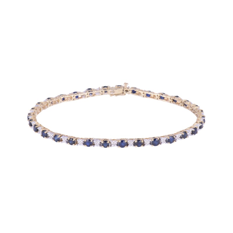 9ct Yellow Gold 4.25ct Round Brilliant Cut Sapphire and Diamond Bracelet