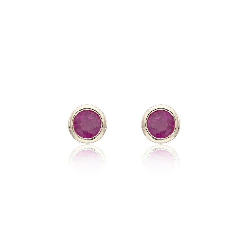 9ct Yellow Gold Ruby Rubover Stud Earrings