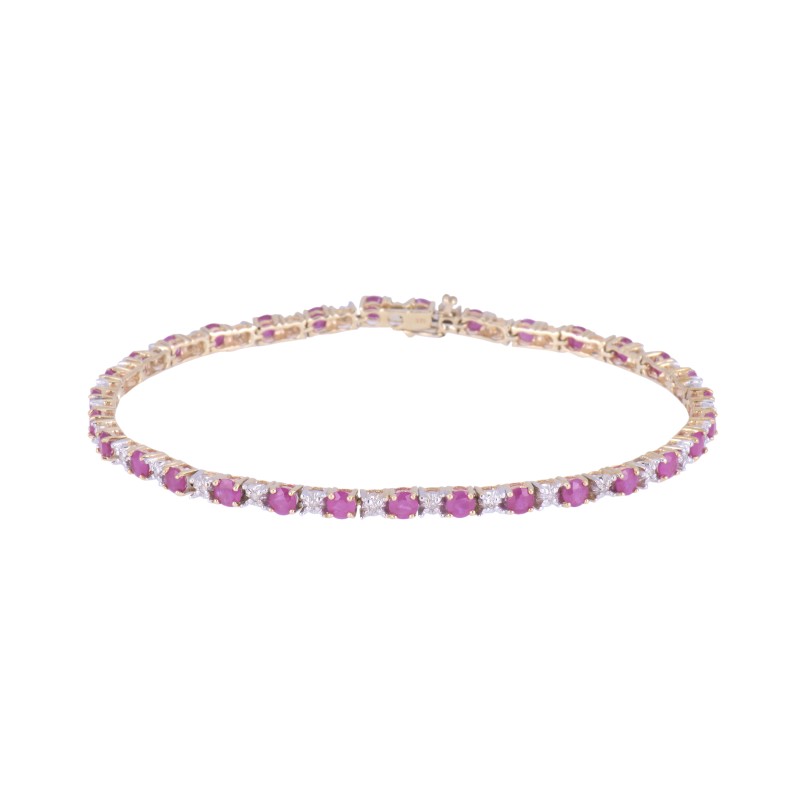 9ct Yellow Gold Brilliant Cut 4ct Ruby and Diamond Bracelet