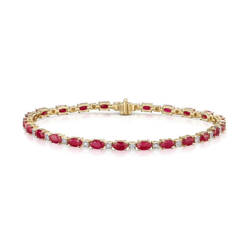 9ct Yellow Gold 6.50ct Ruby and 0.15ct Diamond Bracelet