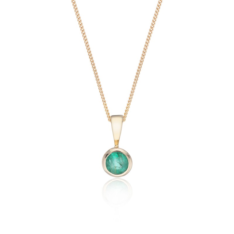 9ct Yellow Gold Emerald Rub Over Pendant