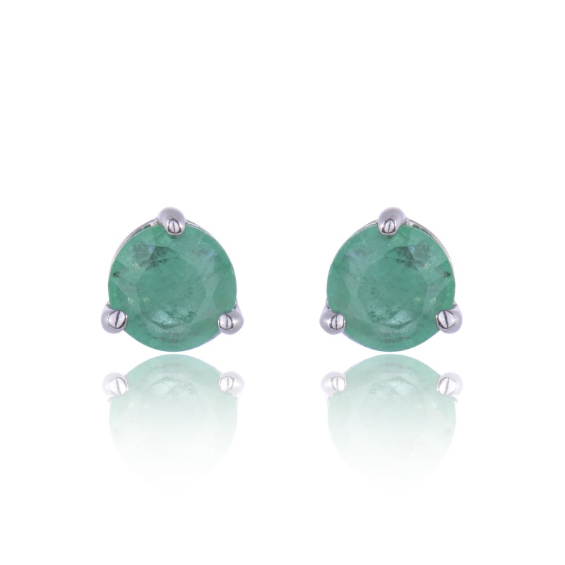 9ct White Gold Emerald Stone Set Studs