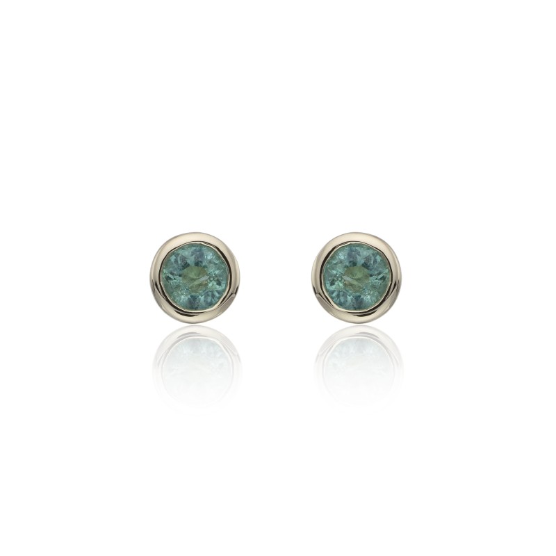 9ct Yellow Gold Emerald Rub Over Earrings