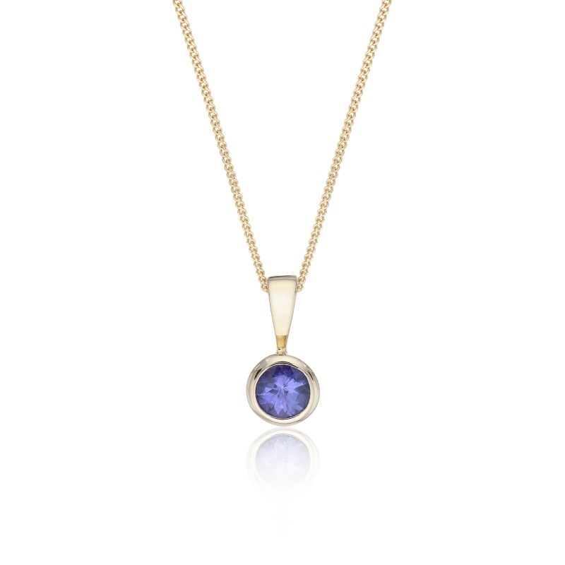 9ct Yellow Gold Tanzanite Rub Over Pendant