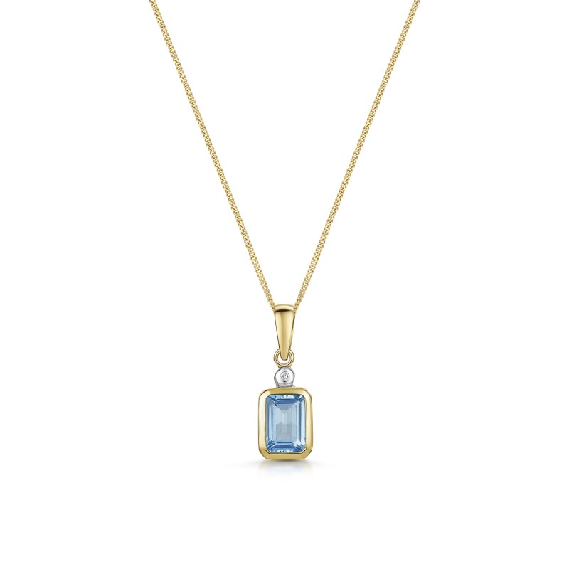 9ct Yellow Gold 0.85ct Blue Topaz Pendant