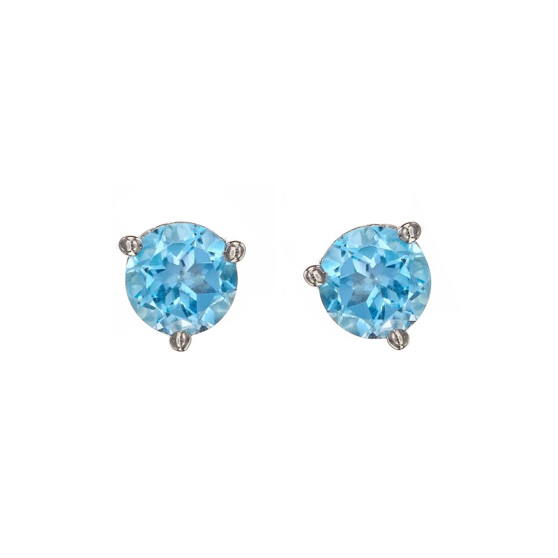 9ct White Gold Round Brilliant Blue Topaz Earrings