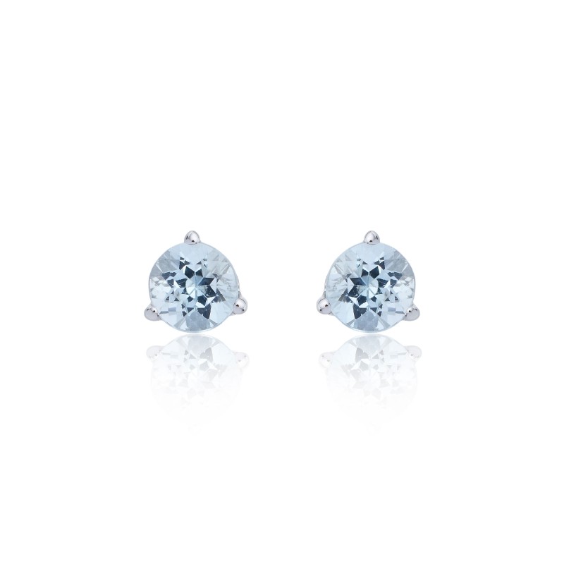 9ct White Gold Aquamarine Stud Earrings