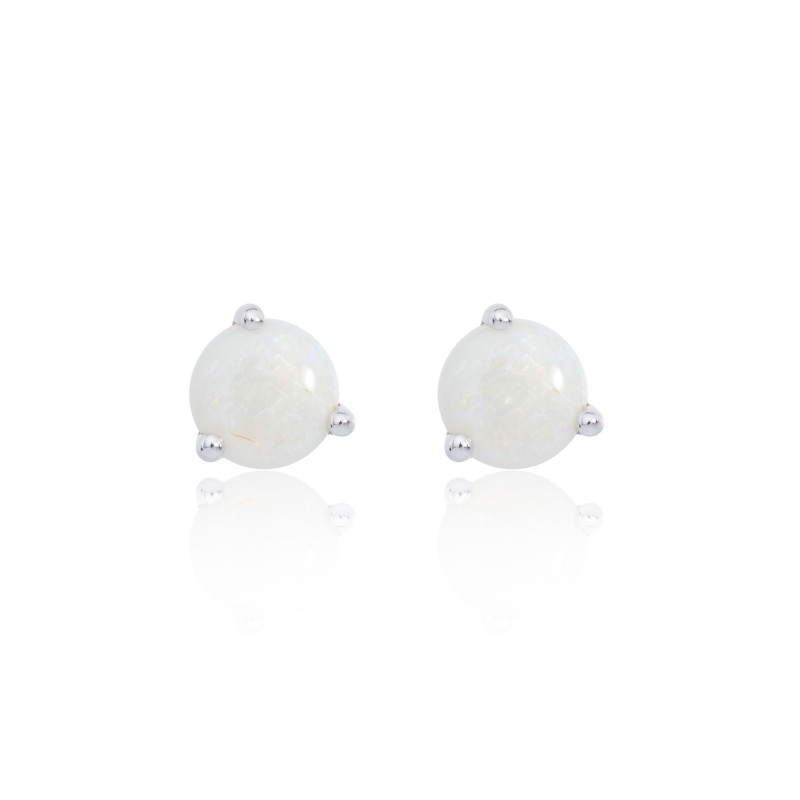 9ct White Gold Opal Stud Earrings