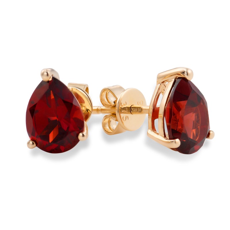 9ct Yellow Gold  Pear Cut Garnet 1.90ct Stud Earrings
