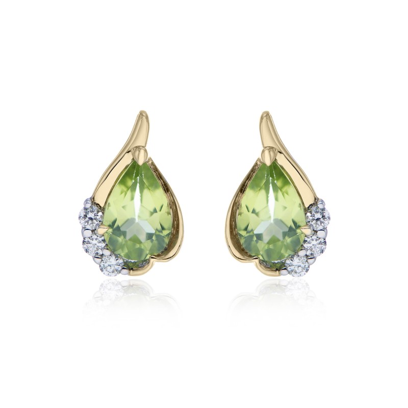 9ct Yellow Gold Pear Shape 0.50ct Peridot Fancy Earrings