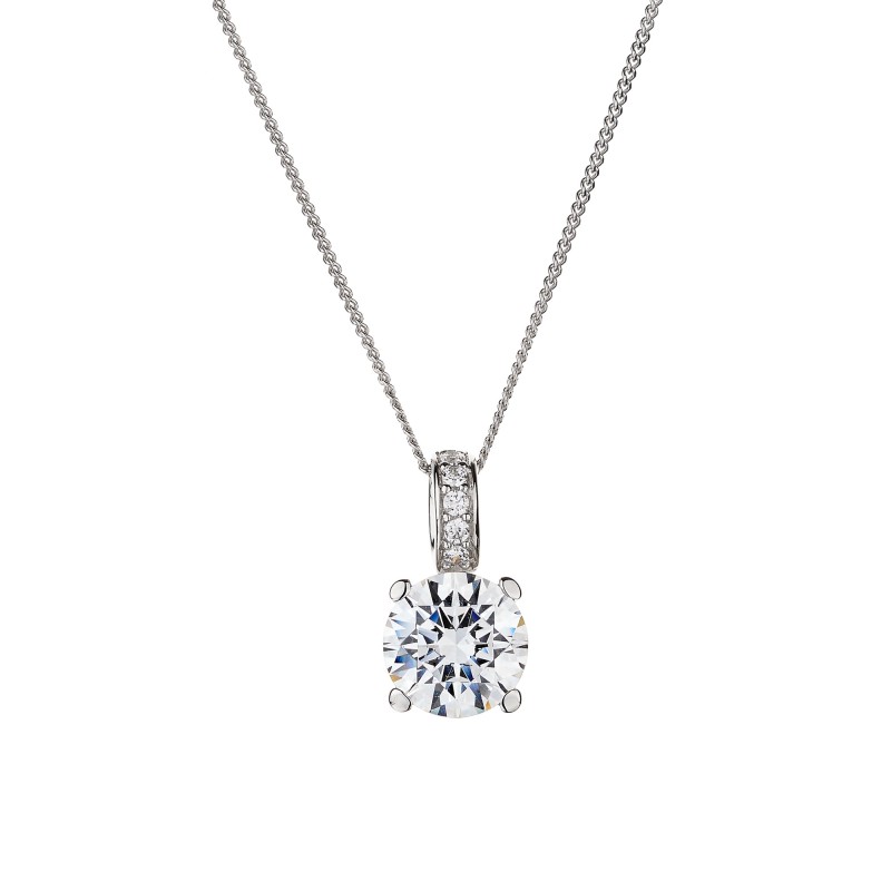 9ct White Gold Brilliant Cut Cubic Zirconia Solitaire Pendant