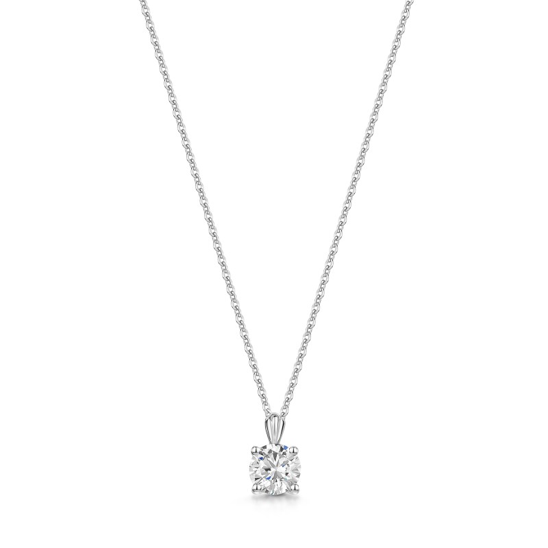 9ct White Gold Round Cubic Zirconia Pendant Necklace