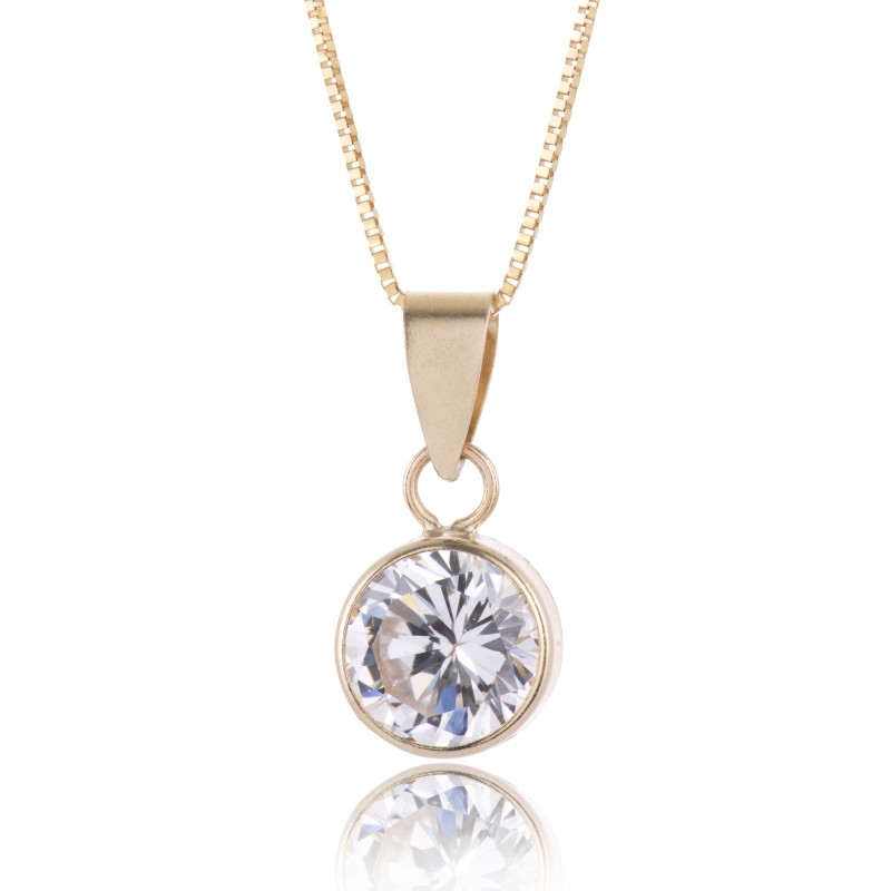 9ct Yellow Gold Brilliant Cut Cubic Zirconia Pendant