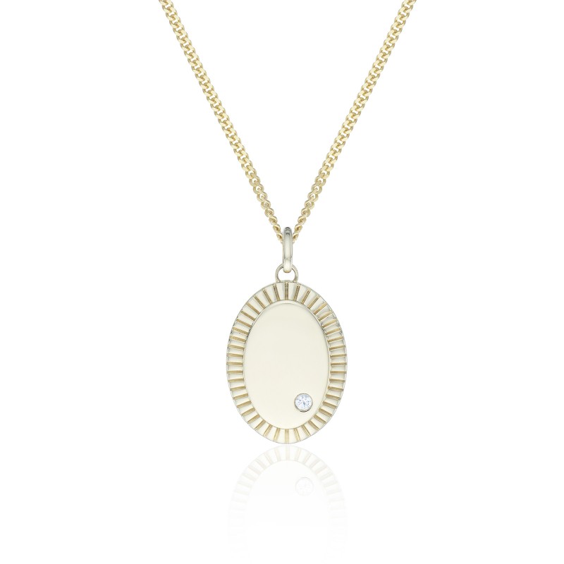 9ct Yellow Gold Cubic Zirconia Oval Signet Pendant