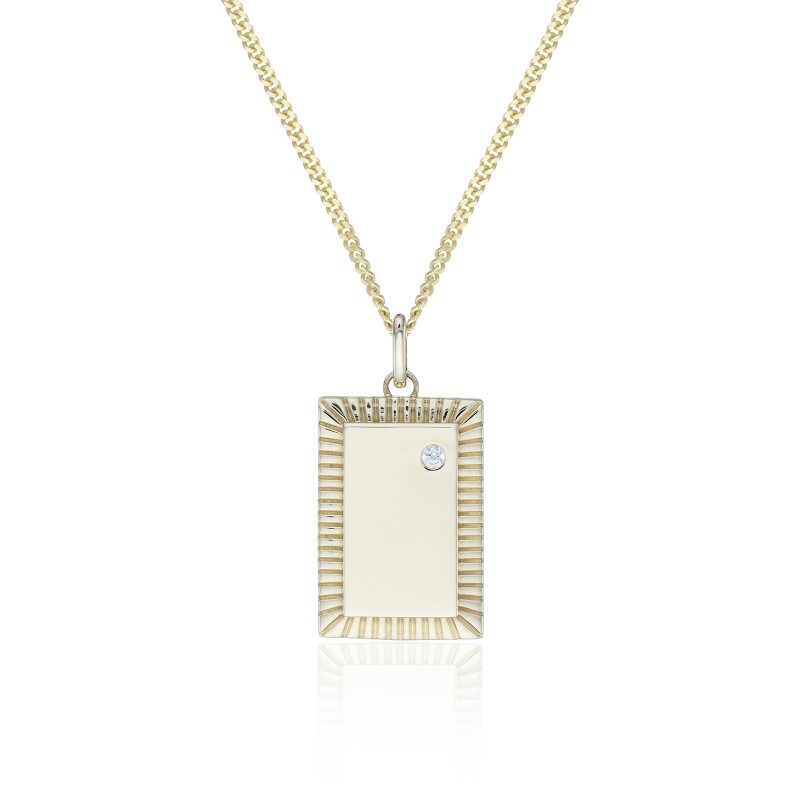 9ct Yellow Gold Cubic Zirconia Rectangular Signet Pendant
