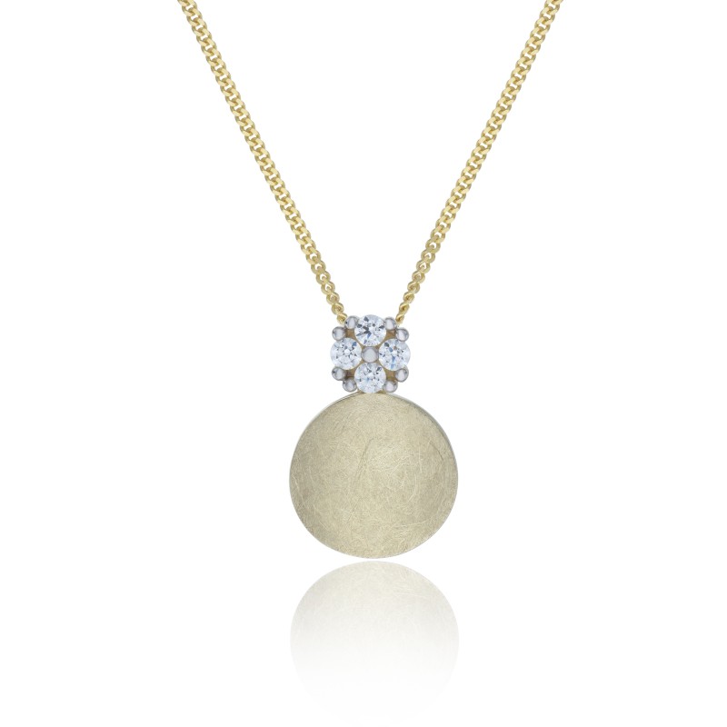 9ct Yellow Gold Cubic Zirconia Disc Pendant