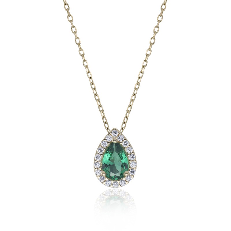 9ct Yellow Gold Emerald Cubic Zirconia Pendant