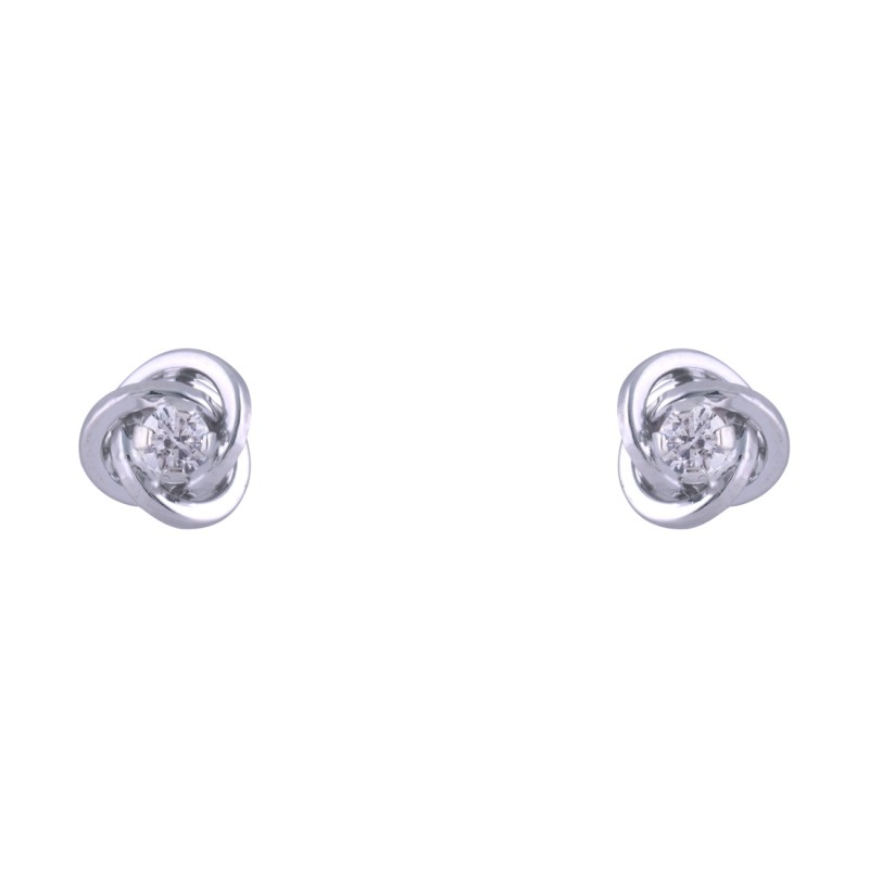 9ct White Gold Cubic Zirconia Knot Stud Earrings