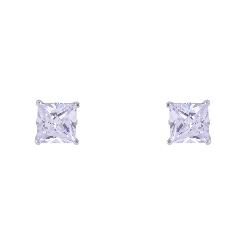 9ct White Gold Princess Cut Cubic Zirconia Stud Earrings