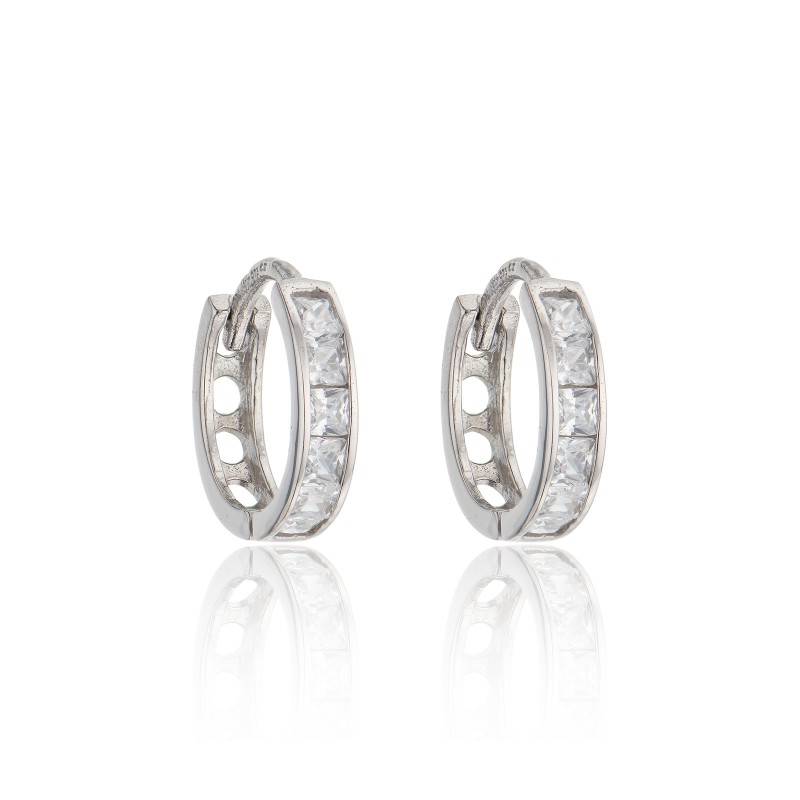 9ct White Gold Brilliant Cut Cubic Zirconia Hoop Earrings