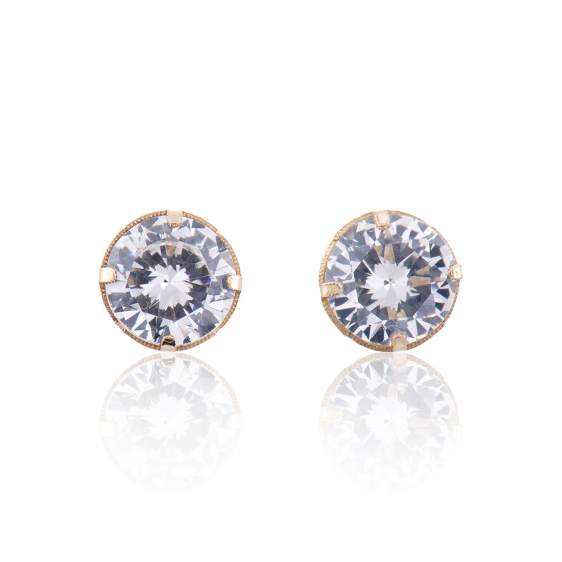 9ct Yellow Gold Brilliant Cut Cubic Zirconia Stud Earrings