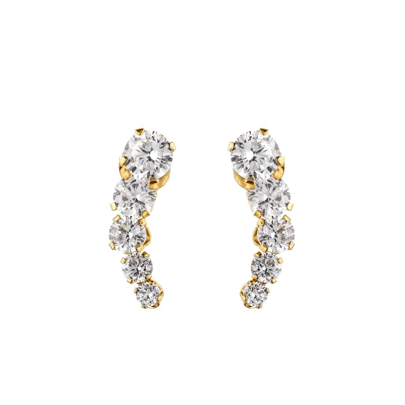 9ct Yellow Gold Brilliant Cut Cubic Zirconia Climber Earrings