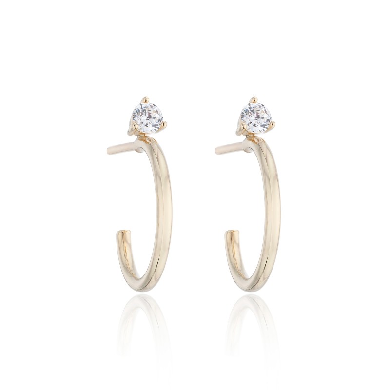 9ct Yellow Gold Plain Cubic Zirconia Open Hoop Earrings