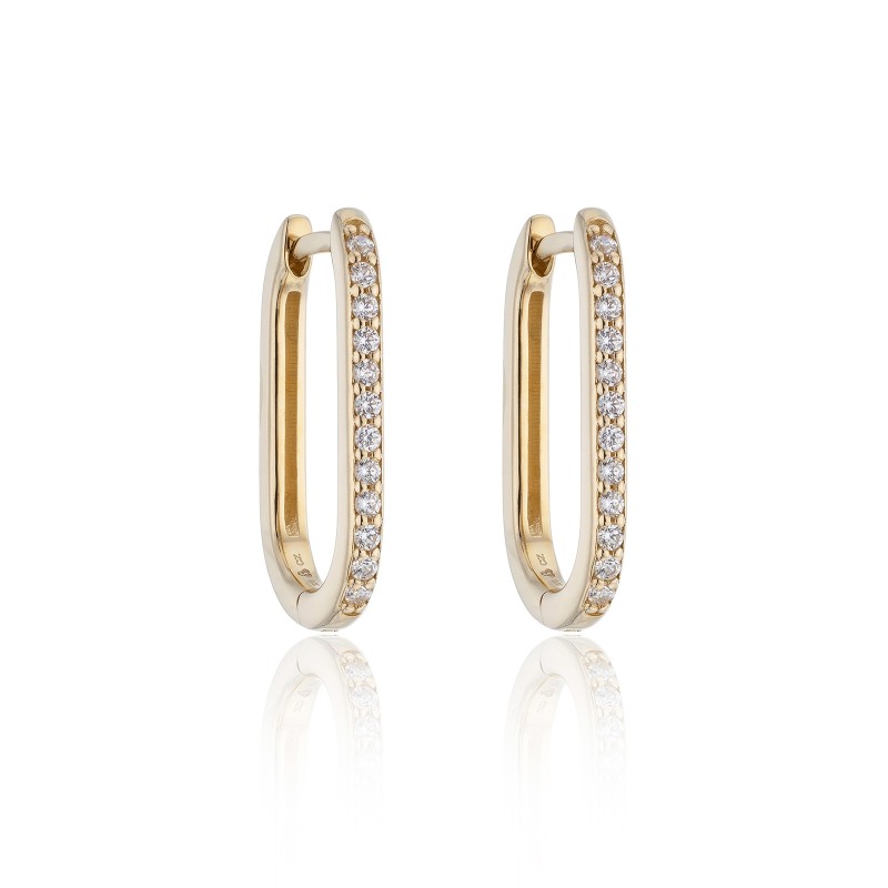 9ct Yellow Gold Pavé Set Cubic Zirconia Hoop Earrings