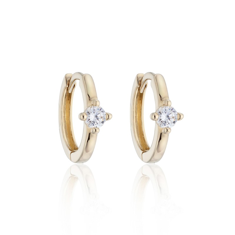 9ct Yellow Gold Micro Cubic Zirconia Hoop Earrings