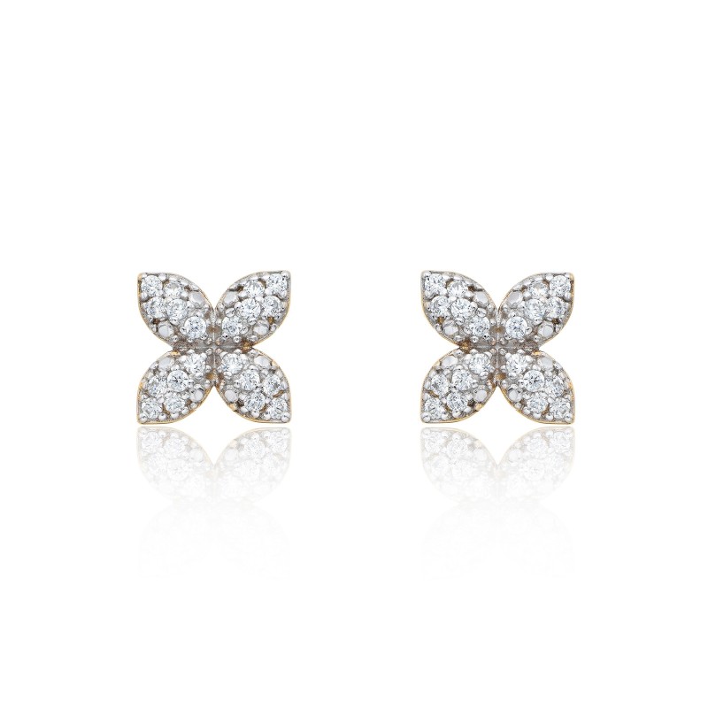 9ct Yellow Gold Cubic Zirconia Sweet Flower Earrings