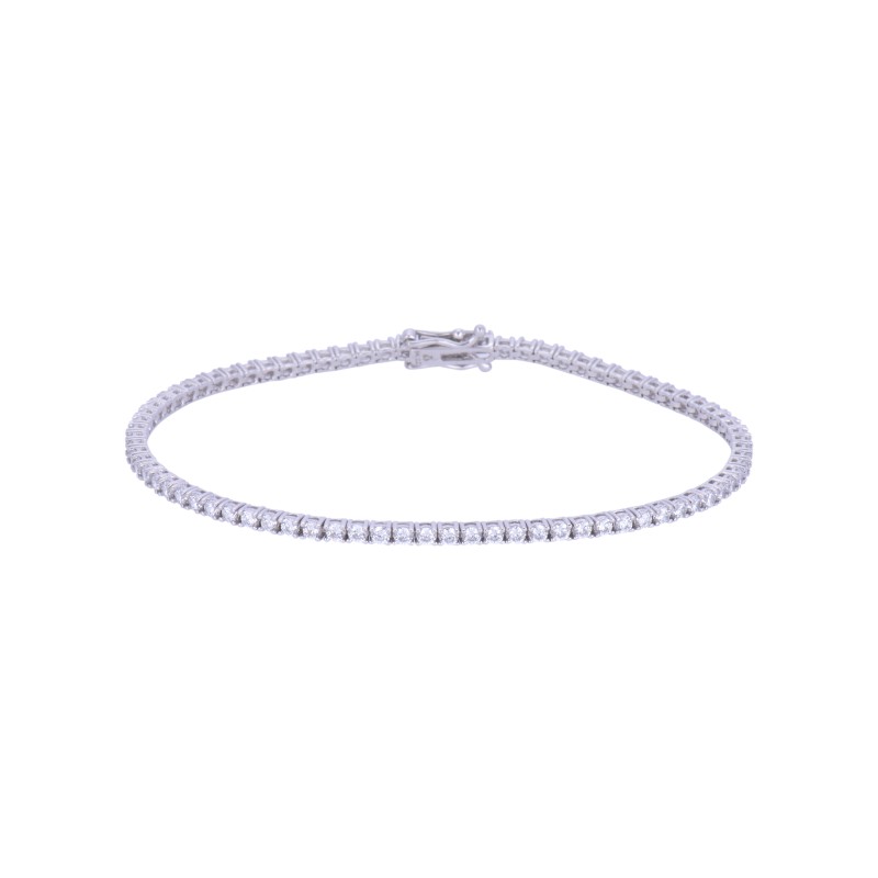 9ct White Gold Round Brilliant Cubic Zirconia Tennis Bracelet