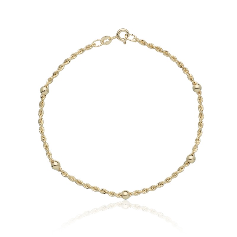 9ct Yellow Gold Rope and Ball Bracelet