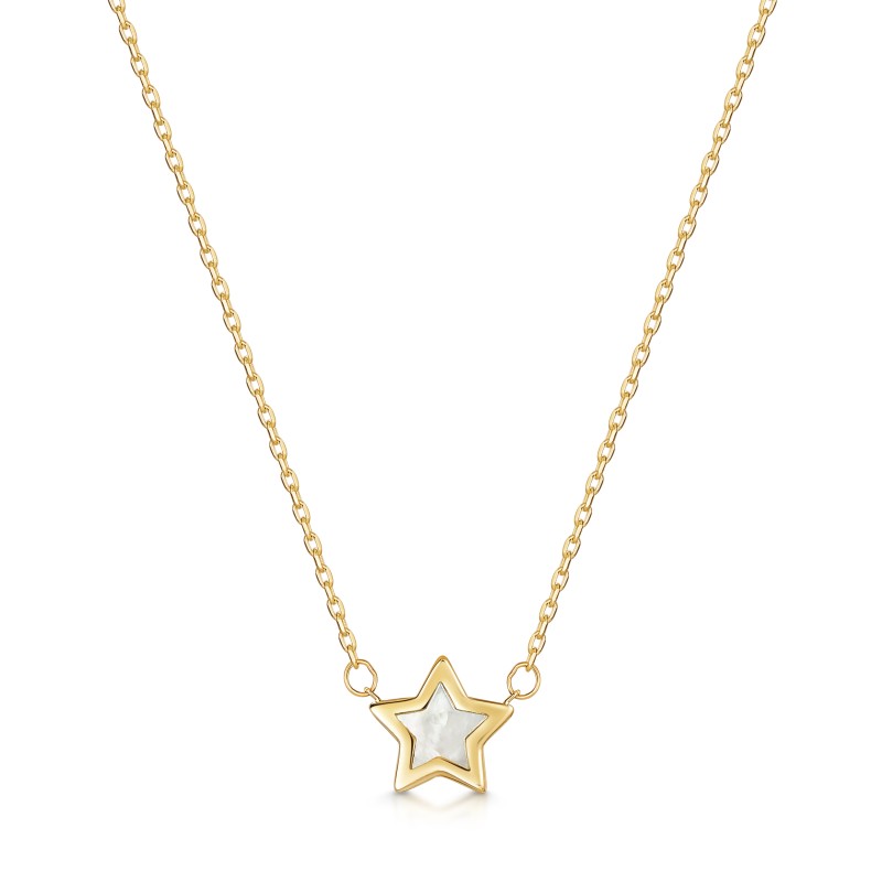 9ct Yellow Gold Mother Of Pearl Star Necklet