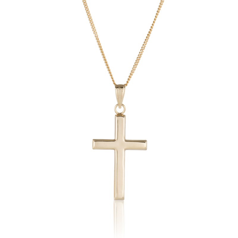 9ct Yellow Gold Plain Flat Cross Pendant