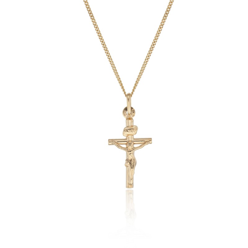 9ct Yellow Gold 15mm Polished Crucifix Pendant Necklace