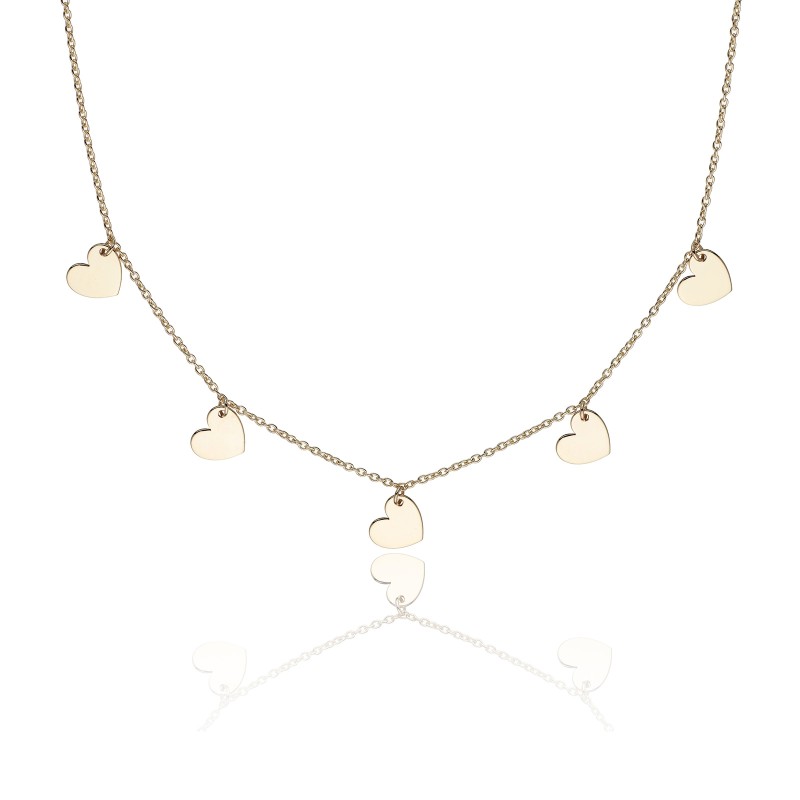 9ct Yellow Gold Mini Heart Drop Necklace